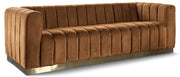 Marlon 86.5" Velvet Upholstered Sofa in Saddle - 603Saddle-S