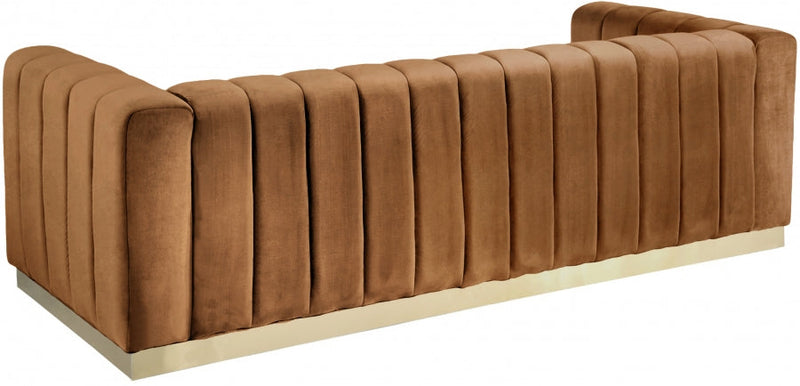 Marlon 86.5" Velvet Upholstered Sofa in Saddle - 603Saddle-S