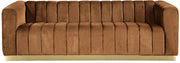 Marlon 86.5" Velvet Upholstered Sofa in Saddle - 603Saddle-S