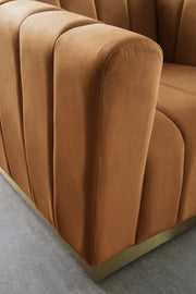 Marlon 86.5" Velvet Upholstered Sofa in Saddle - 603Saddle-S