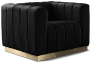 Marlon Velvet Upholstered Chair in Black - 603Black-C