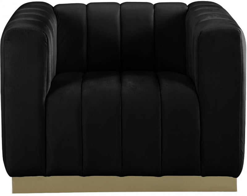 Marlon Velvet Upholstered Chair in Black - 603Black-C