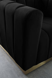 Marlon Velvet Upholstered Chair in Black - 603Black-C