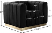 Marlon Velvet Upholstered Chair in Black - 603Black-C