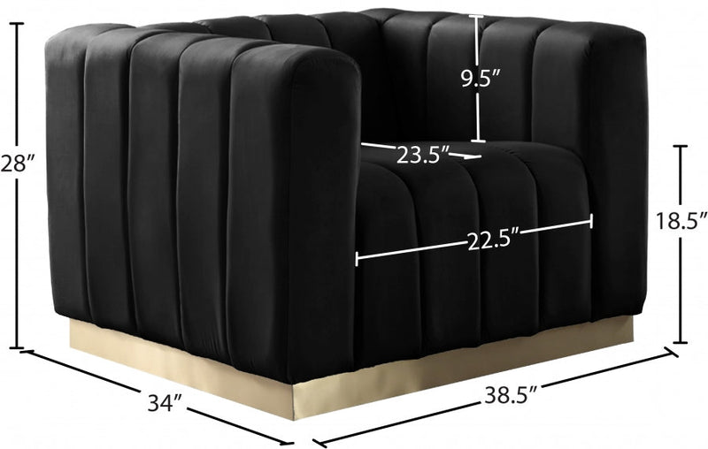 Marlon Velvet Upholstered Chair in Black - 603Black-C
