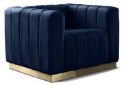 Marlon Velvet Upholstered Chair in Blue - 603Navy-C