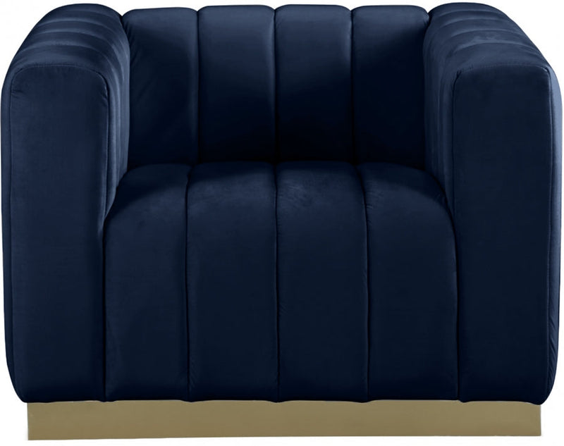 Marlon Velvet Upholstered Chair in Blue - 603Navy-C