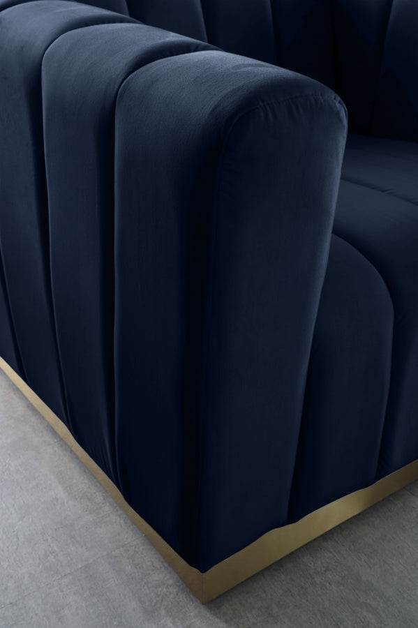 Marlon Velvet Upholstered Chair in Blue - 603Navy-C