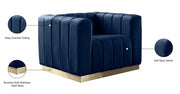 Marlon Velvet Upholstered Chair in Blue - 603Navy-C