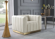 Marlon Velvet Upholstered Chair in Cream - 603Cream-C