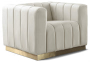 Marlon Velvet Upholstered Chair in Cream - 603Cream-C