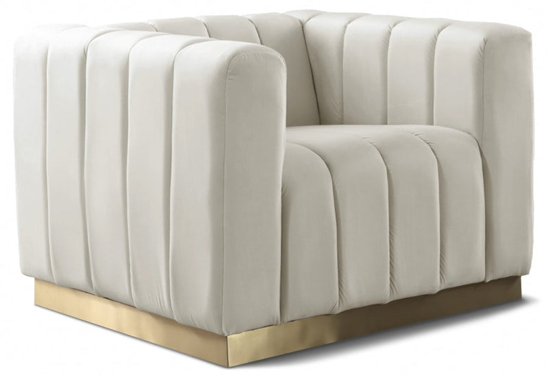 Marlon Velvet Upholstered Chair in Cream - 603Cream-C
