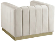 Marlon Velvet Upholstered Chair in Cream - 603Cream-C