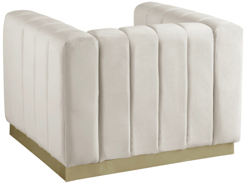 Marlon Velvet Upholstered Chair in Cream - 603Cream-C