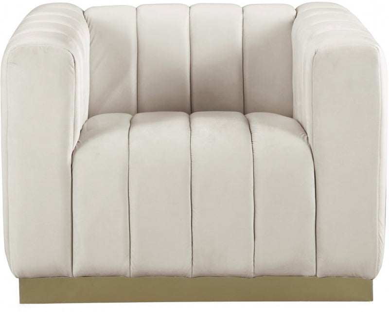 Marlon Velvet Upholstered Chair in Cream - 603Cream-C