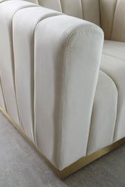Marlon Velvet Upholstered Chair in Cream - 603Cream-C