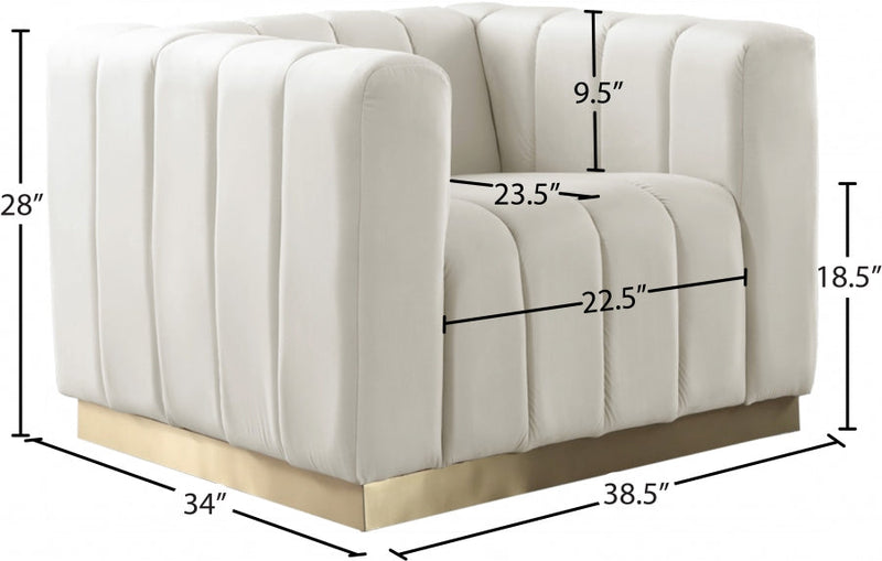 Marlon Velvet Upholstered Chair in Cream - 603Cream-C