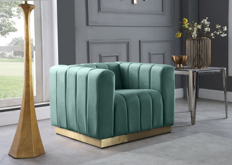 Marlon Velvet Upholstered Chair in Green - 603Mint-C