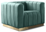 Marlon Velvet Upholstered Chair in Green - 603Mint-C