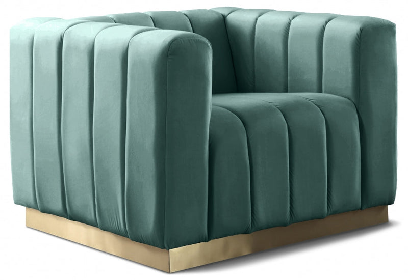 Marlon Velvet Upholstered Chair in Green - 603Mint-C