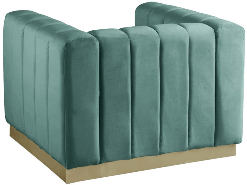 Marlon Velvet Upholstered Chair in Green - 603Mint-C