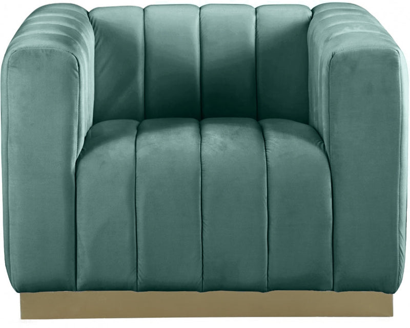 Marlon Velvet Upholstered Chair in Green - 603Mint-C