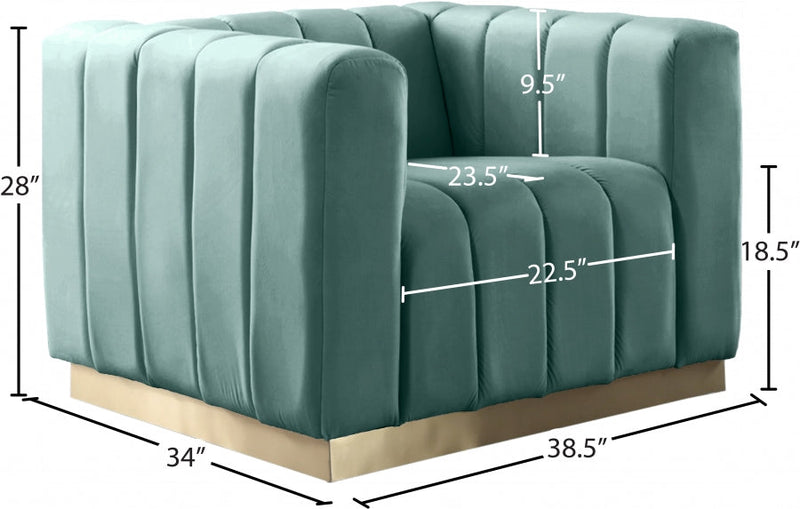 Marlon Velvet Upholstered Chair in Green - 603Mint-C
