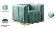 Marlon Velvet Upholstered Chair in Green - 603Mint-C