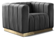 Marlon Velvet Upholstered Chair in Grey - 603Grey-C