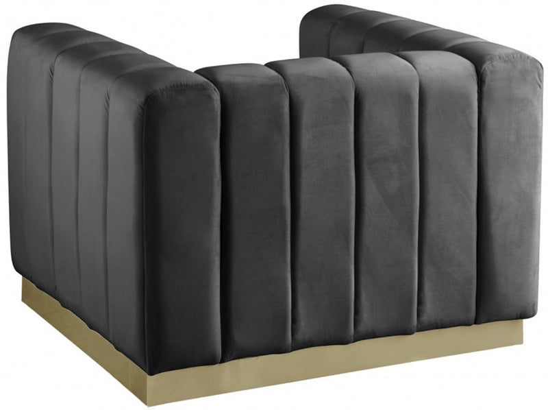 Marlon Velvet Upholstered Chair in Grey - 603Grey-C
