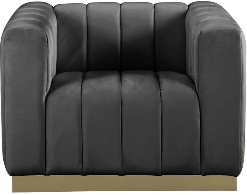 Marlon Velvet Upholstered Chair in Grey - 603Grey-C