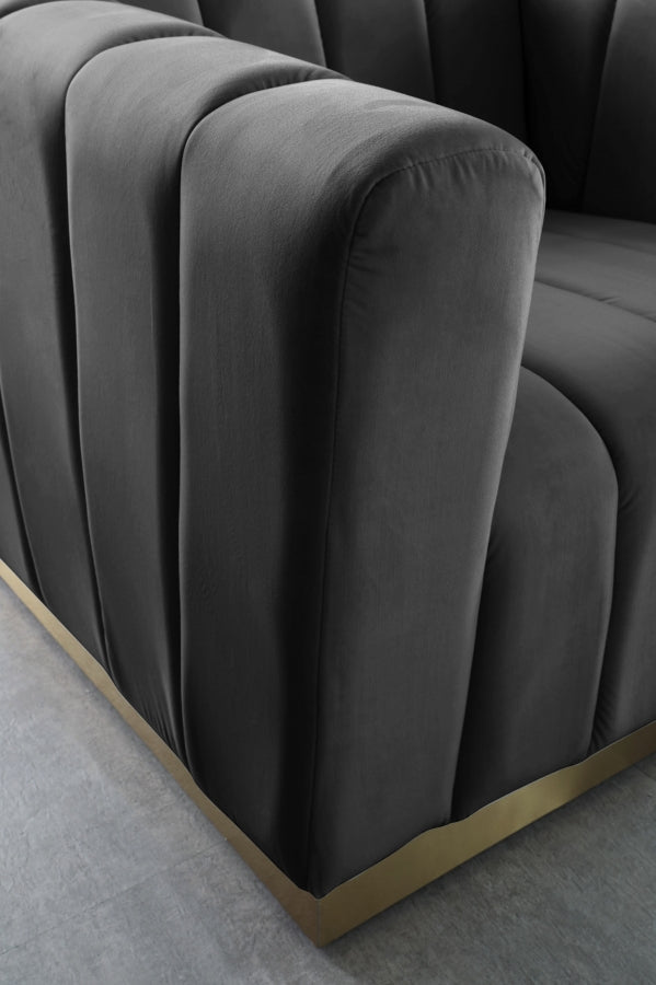 Marlon Velvet Upholstered Chair in Grey - 603Grey-C