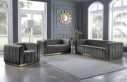 Marlon Velvet Upholstered Chair in Grey - 603Grey-C