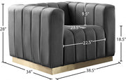 Marlon Velvet Upholstered Chair in Grey - 603Grey-C
