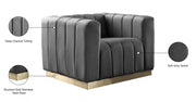 Marlon Velvet Upholstered Chair in Grey - 603Grey-C