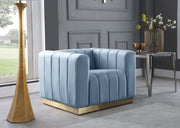 Marlon Velvet Upholstered Chair in Light Blue - 603SkyBlu-C