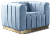 Marlon Velvet Upholstered Chair in Light Blue - 603SkyBlu-C