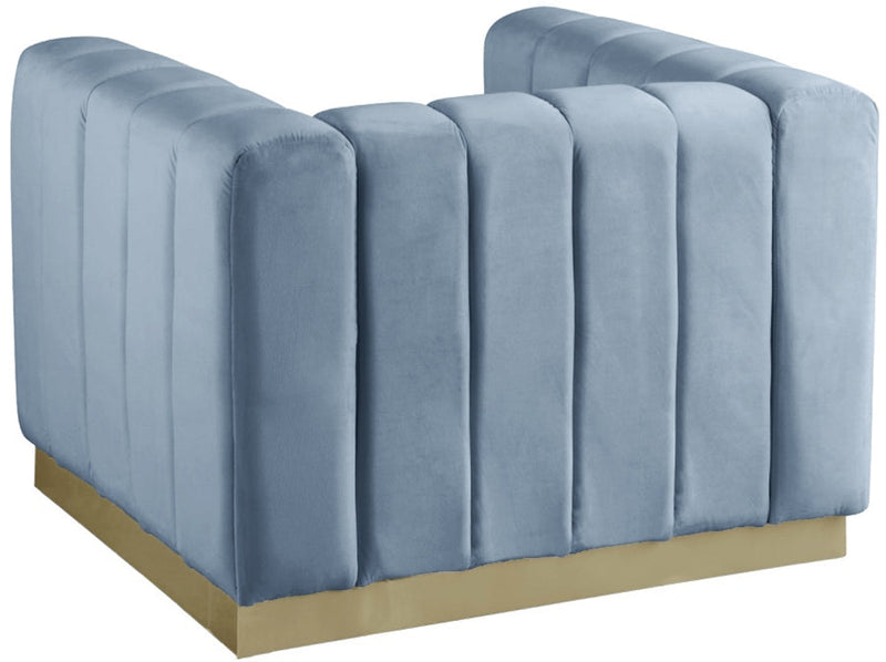 Marlon Velvet Upholstered Chair in Light Blue - 603SkyBlu-C