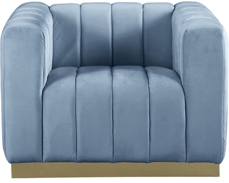 Marlon Velvet Upholstered Chair in Light Blue - 603SkyBlu-C