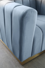 Marlon Velvet Upholstered Chair in Light Blue - 603SkyBlu-C