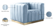 Marlon Velvet Upholstered Chair in Light Blue - 603SkyBlu-C