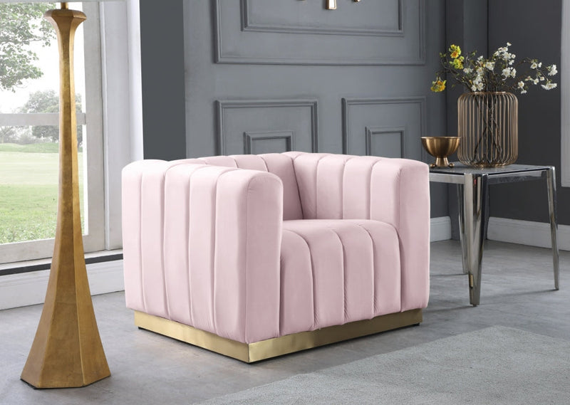 Marlon Velvet Upholstered Chair in Pink - 603Pink-C
