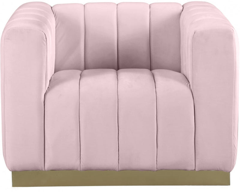 Marlon Velvet Upholstered Chair in Pink - 603Pink-C