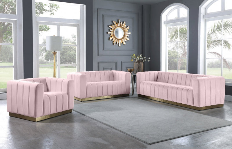 Marlon Velvet Upholstered Chair in Pink - 603Pink-C