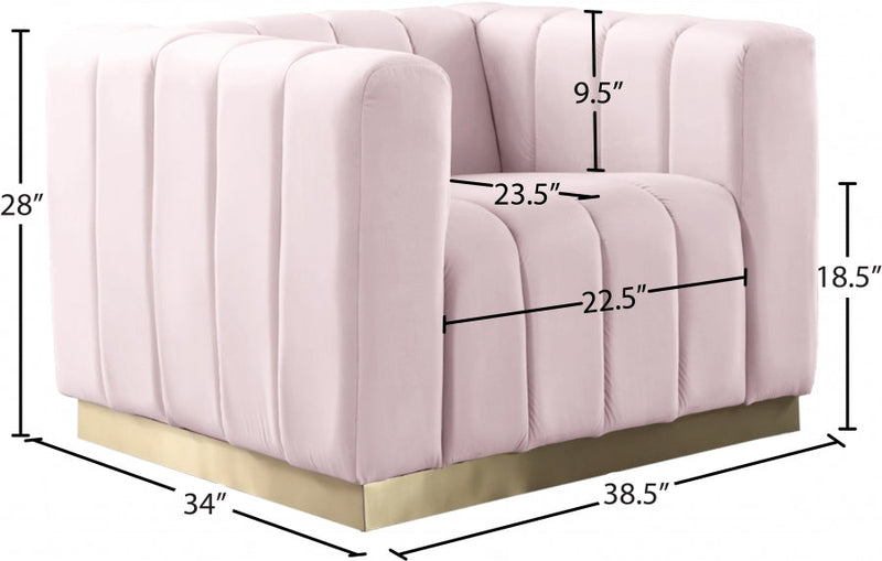 Marlon Velvet Upholstered Chair in Pink - 603Pink-C