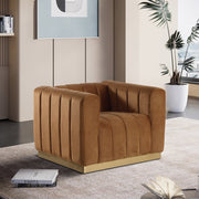 Marlon Velvet Upholstered Chair in Saddle - 603Saddle-C