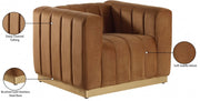 Marlon Velvet Upholstered Chair in Saddle - 603Saddle-C