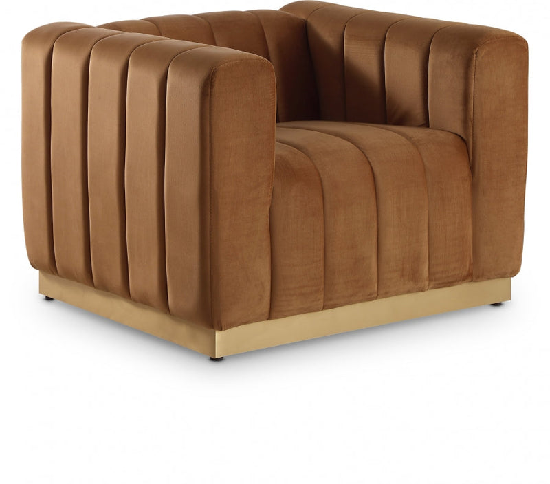 Marlon Velvet Upholstered Chair in Saddle - 603Saddle-C