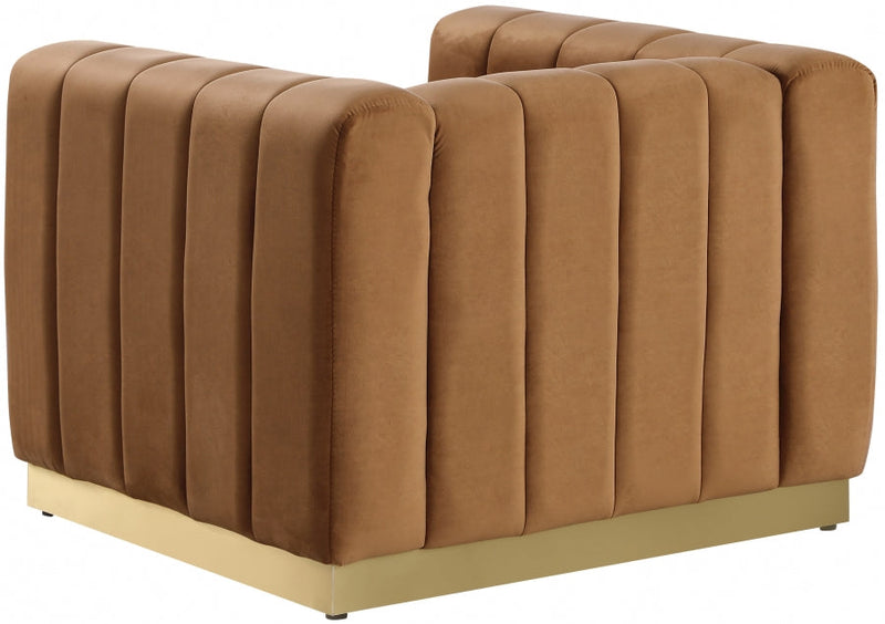Marlon Velvet Upholstered Chair in Saddle - 603Saddle-C