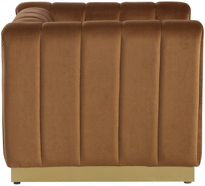 Marlon Velvet Upholstered Chair in Saddle - 603Saddle-C